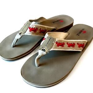 Crab Print Canvas Sandals Jimmy Buffet Margaritaville Nautical Flip Flops Mens 8